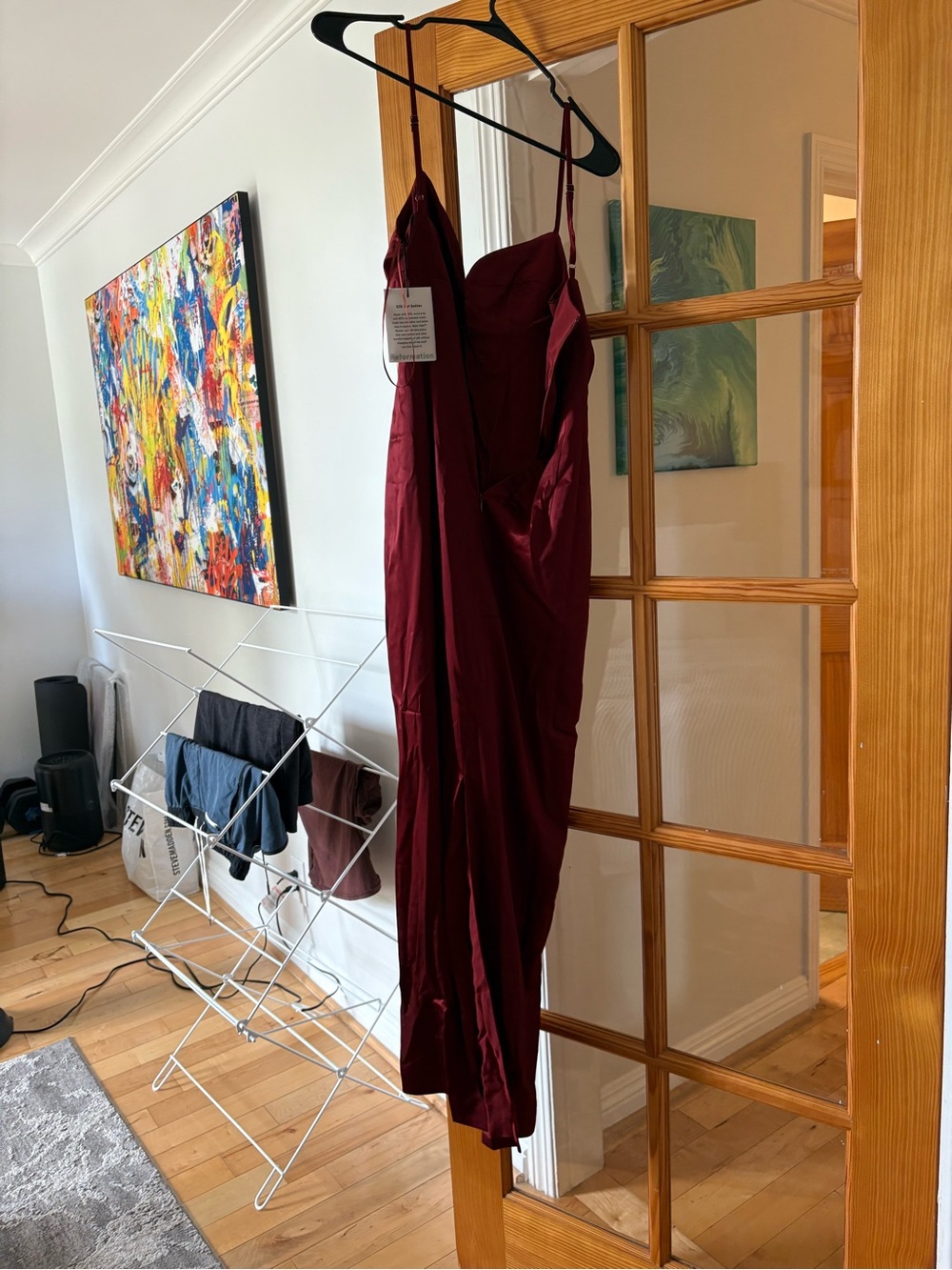 NWT!! Reformation Sathia Satin Dress in Chianti - Picture 5 of 6